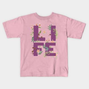 LIFE TYPOGRAPHY FLORIST PURPLE BASE Kids T-Shirt